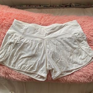 White Lululemon shorts w/ undergarment